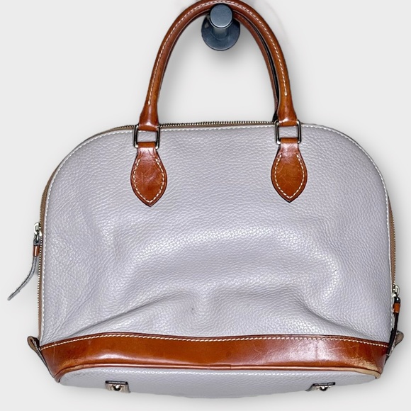 DOONEY & BOURKE pebbled grain leather zip satchel handbag gray & brown